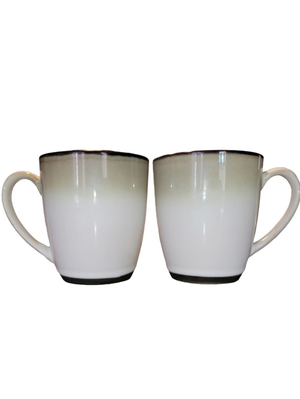 Set Of 2 Sango Nova Black/Cream Stoneware Coffee Mugs 12oz (Discontinued Style)